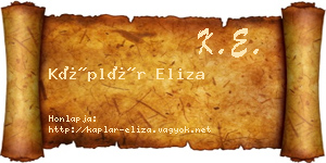 Káplár Eliza névjegykártya